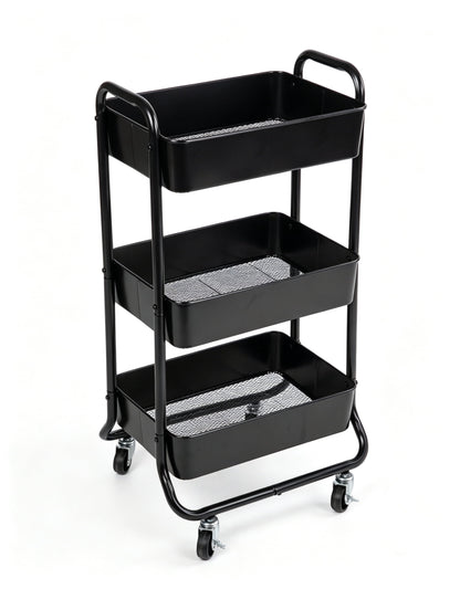 Mainstays 3-Tier Metal Laundry Cart, Arctic White, Rolling