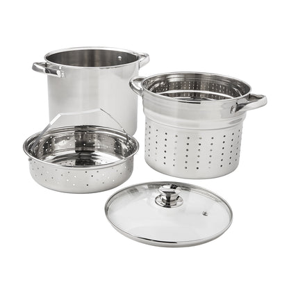 Mainstays 4-Piece Stainless Steel 8 qt Cooker Multipot Set
