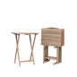 Mainstays 5-Piece Solid Rubberwood Folding TV Tray Set with Storage Rack, Natural