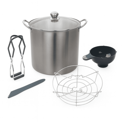Mainstays 21.5 Quart Stainless Steel Canning Pot with Rack, Dual Water Bath Canner and Steam Canner