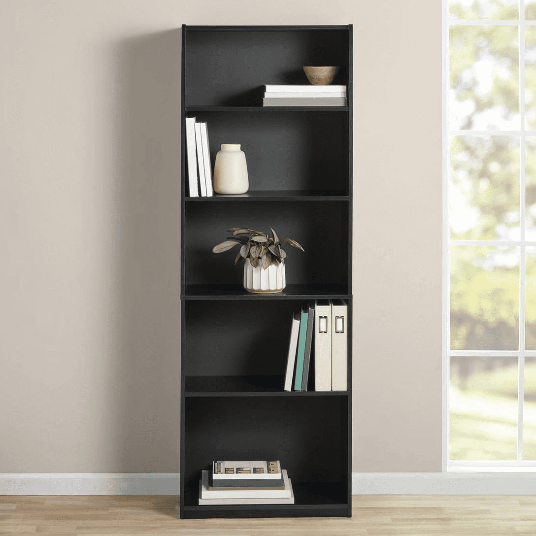 Mainstays 5-Shelf Bookcase with Adjustable Shelves, White
