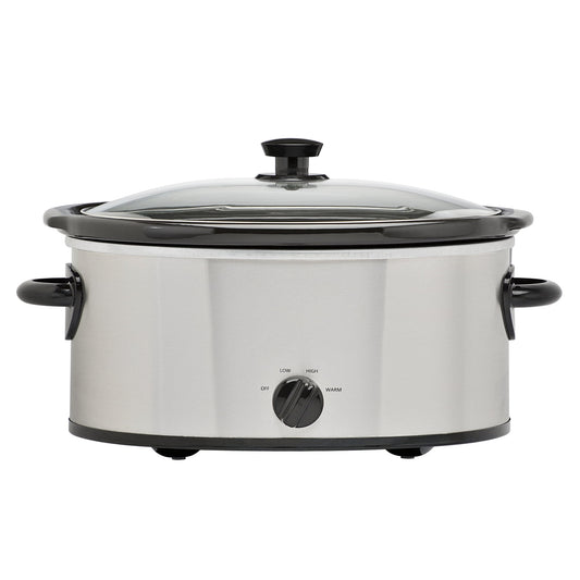 Mainstays 6 Quart Oval Slow Cooker, with Stainless Steel Finish and Glass Lid