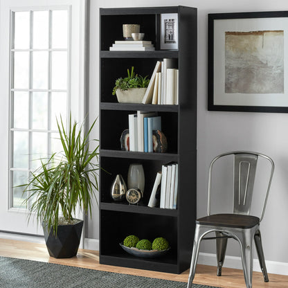 Mainstays Framed 5-Shelf Bookcase with Adjustable Shelves, Espresso