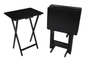 Mainstays 5-Piece Solid Rubberwood Folding TV Tray Set with Storage Rack, Natural