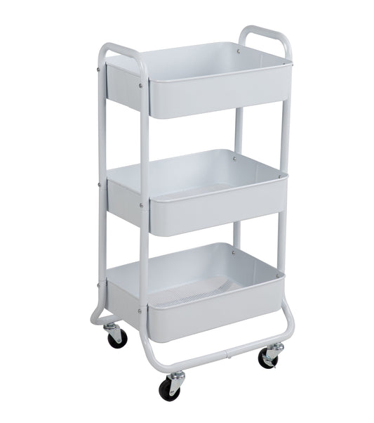 Mainstays 3-Tier Metal Laundry Cart, Arctic White, Rolling
