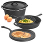 MegaChef Pre-Seasoned Cast Iron 5-Piece Kitchen Cookware Set, Pots and Pans