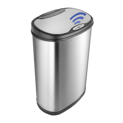 Nine Stars Automatic Kitchen Trash Can, 13.2 Gallon Stainless Steel, Motion Sensor Hands free Soft Close Lid Garbage Bin, Silver