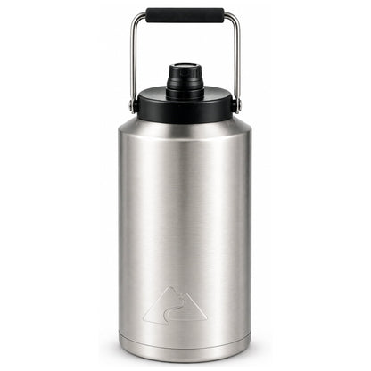Ozark Trail 1 Gallon 128 Oz Stainless Steel Vacuum Insulated Water Jug with Handle, Flip Spout, Silver