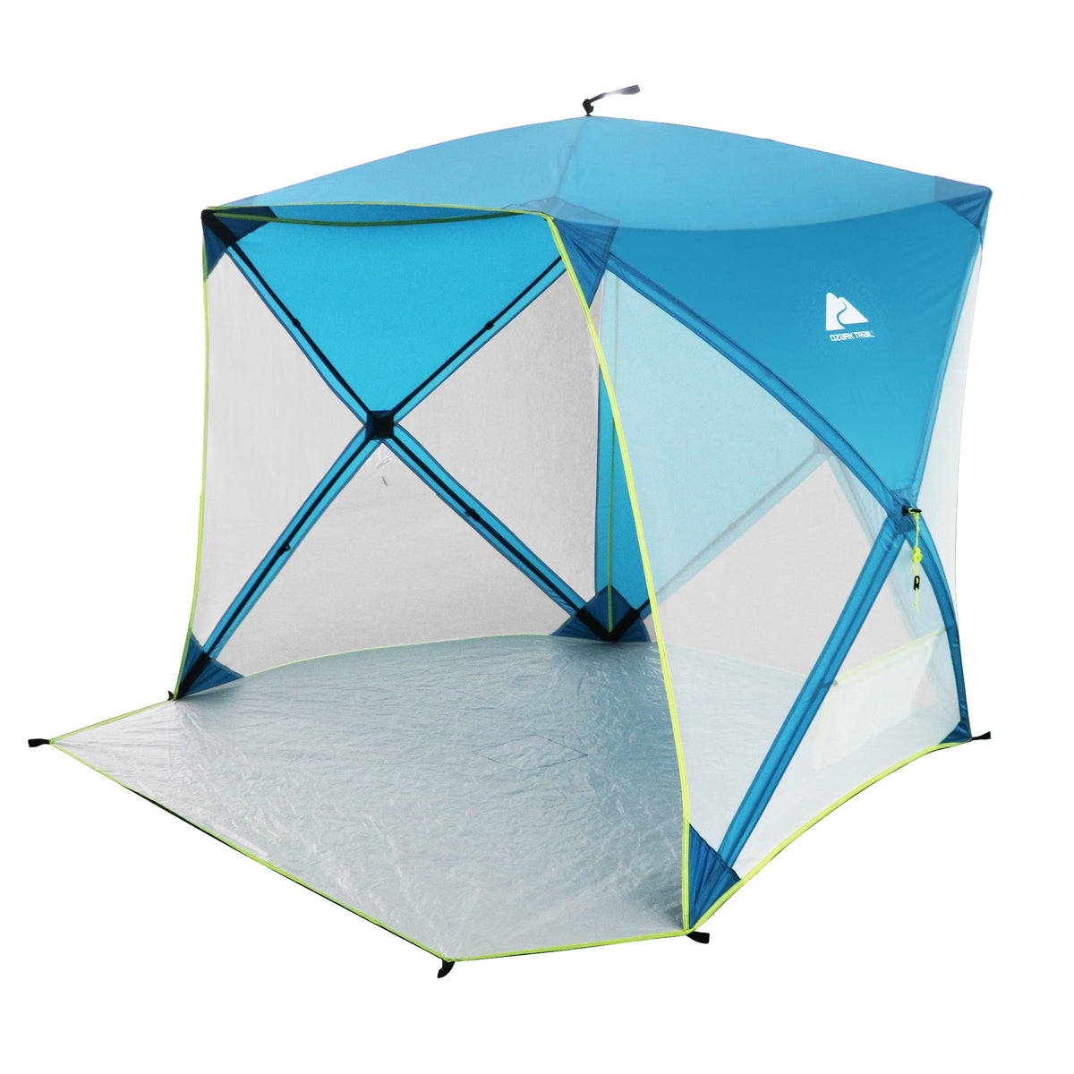 Ozark Trail 82 in x 70 in x 63 in Pop-Up Beach Shelter with UPF50+ Protection, Blue