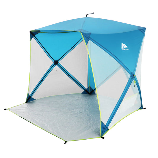 Ozark Trail 82 in x 70 in x 63 in Pop-Up Beach Shelter with UPF50+ Protection, Blue