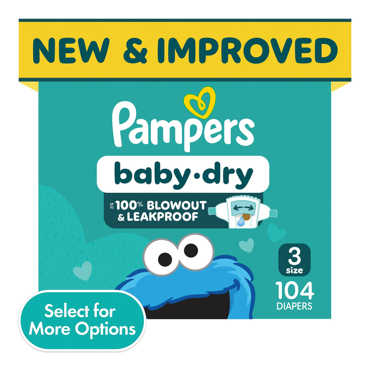 Pampers Baby Dry Baby Diapers Size 3, 104 Count (Select for More Options)