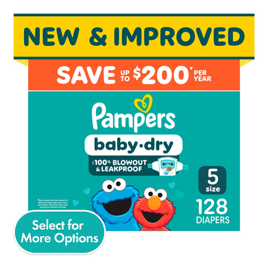 Pampers Baby Dry Diapers Size 5, 128 Count (Select for More Options)