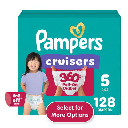 Pampers Cruisers 360 Baby Diapers Size 5, 128 Count (Select for More Options)