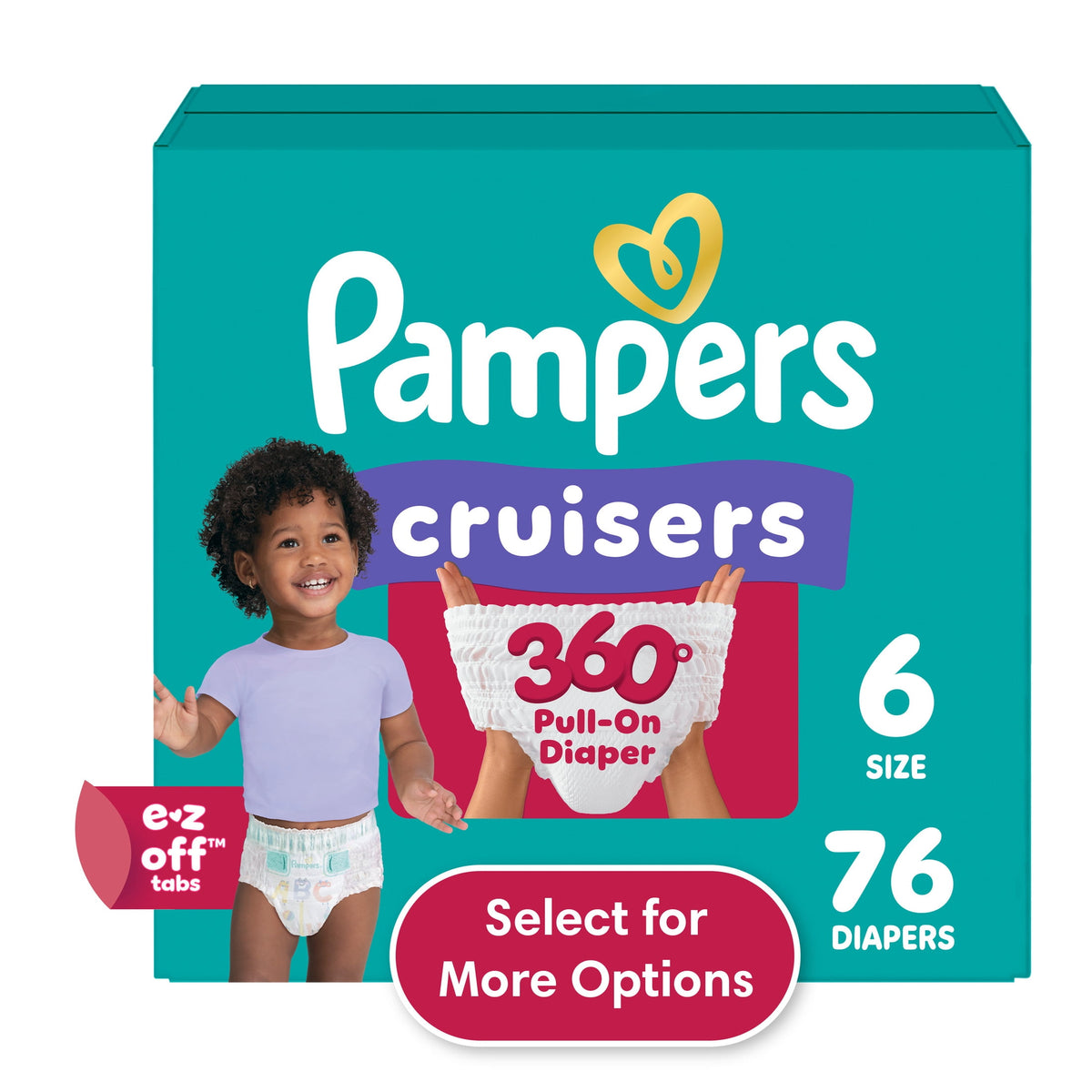 Pampers Cruisers 360 Baby Diapers Size 6, 76 Count (Select for More Options)