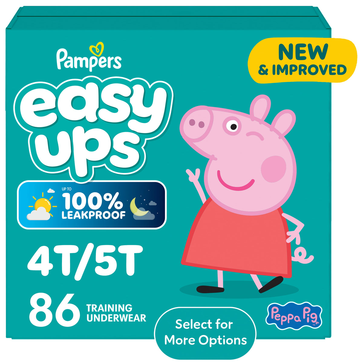Pampers Easy Ups Peppa Potty Training Pants Girls Size 6 4T-5T, 86 Count (Select for More Options)