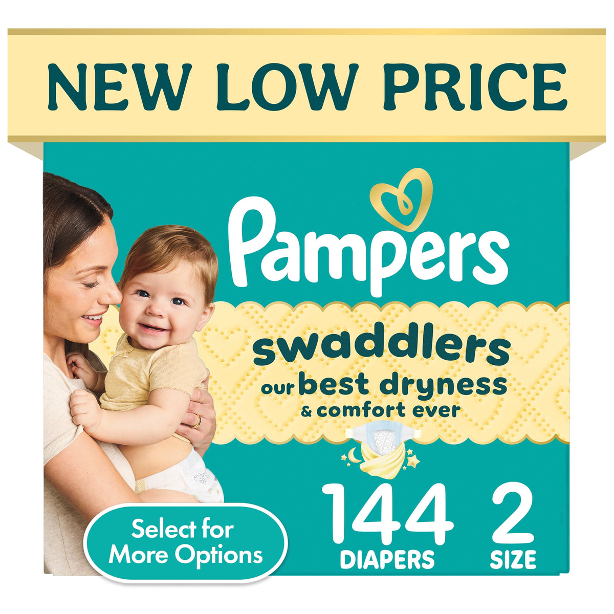 Pampers Swaddlers Fragrance Free Baby Diapers Size 2, 144 Count (Select for More Options)