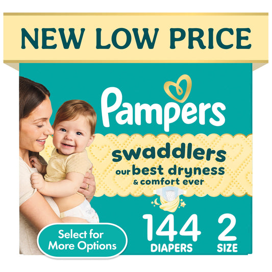 Pampers Swaddlers Fragrance Free Baby Diapers Size 2, 144 Count (Select for More Options)