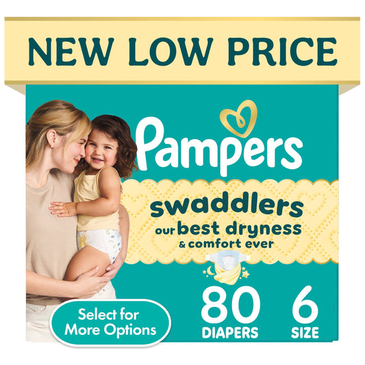 Pampers Swaddlers Fragrance Free Baby Diapers Size 6, 80 Count ( Select for More Options)