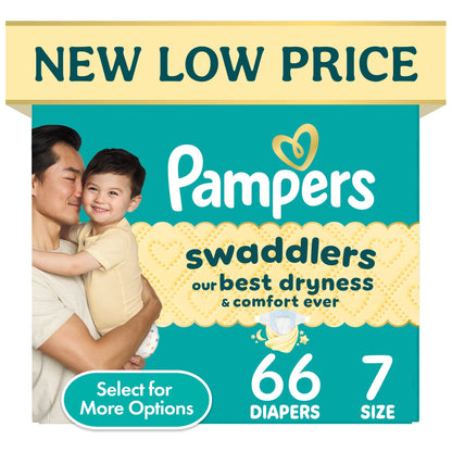 Pampers Swaddlers Fragrance Free Baby Diapers Size 7, 66 Count (Select for More Options)