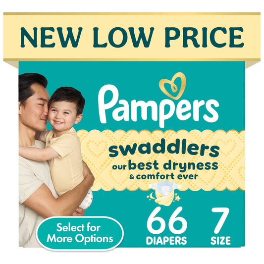 Pampers Swaddlers Fragrance Free Baby Diapers Size 7, 66 Count (Select for More Options)