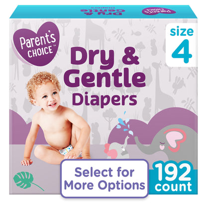 Parent's Choice Dry & Gentle Diapers Size 4, 192 Count (Select for More Options)
