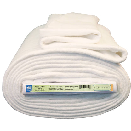 Pellon White Cotton Quilting Batting with Stabilizing Scrim 96" x 9 Yards by the Bolt