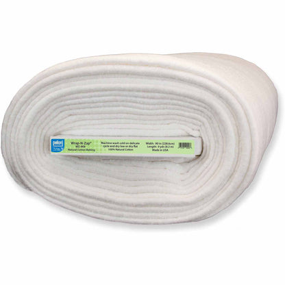 Pellon Wrap-N-Zap Cotton Quilting Batting, off-White. 90" x 9 Yards by the Bolt