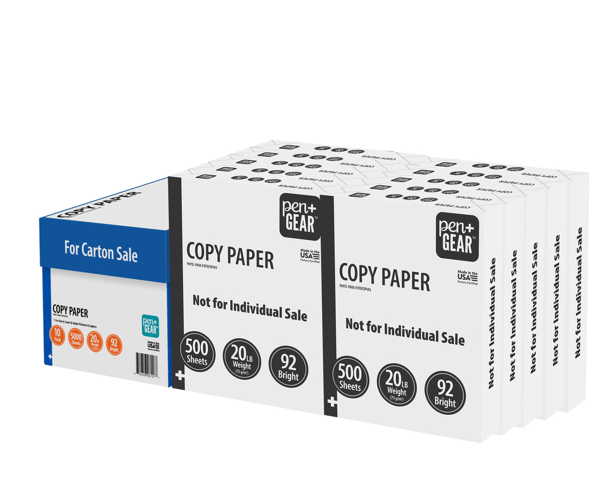 Pen+Gear Copy Paper, 8.5" x 11", 92 Bright White, 20 lb., 10 Ream Case (5,000 Sheets)