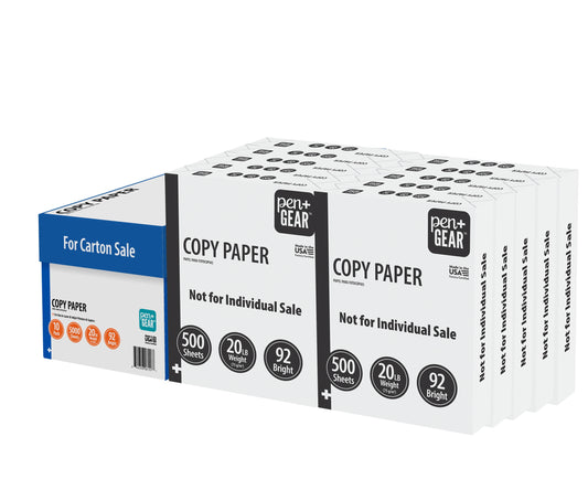 Pen+Gear Copy Paper, 8.5" x 11", 92 Bright White, 20 lb., 10 Ream Case (5,000 Sheets)