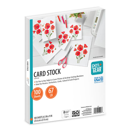 Pen+Gear White Card Stock, 8.5 x 11 in, 67 lb/147 gsm, 800 Sheets