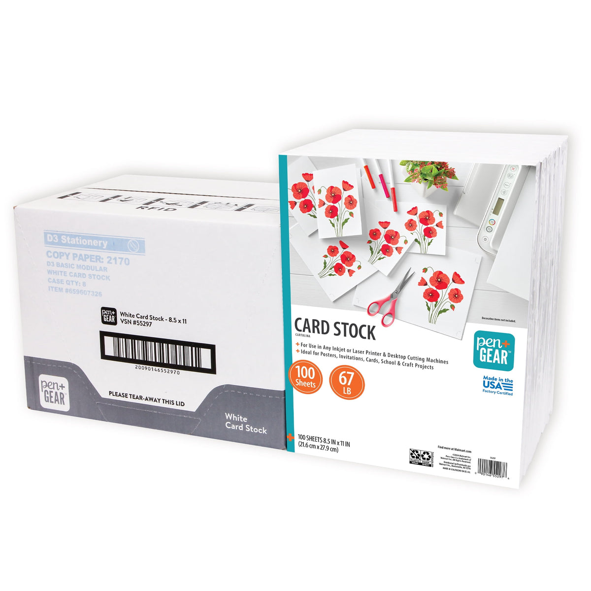Pen+Gear White Card Stock, 8.5 x 11 in, 67 lb/147 gsm, 800 Sheets