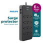 Philips Surge Protector Power Strip, 12 Outlet (Wide Spaced), 3500 Joules, Braided Cord, 6ft, Black