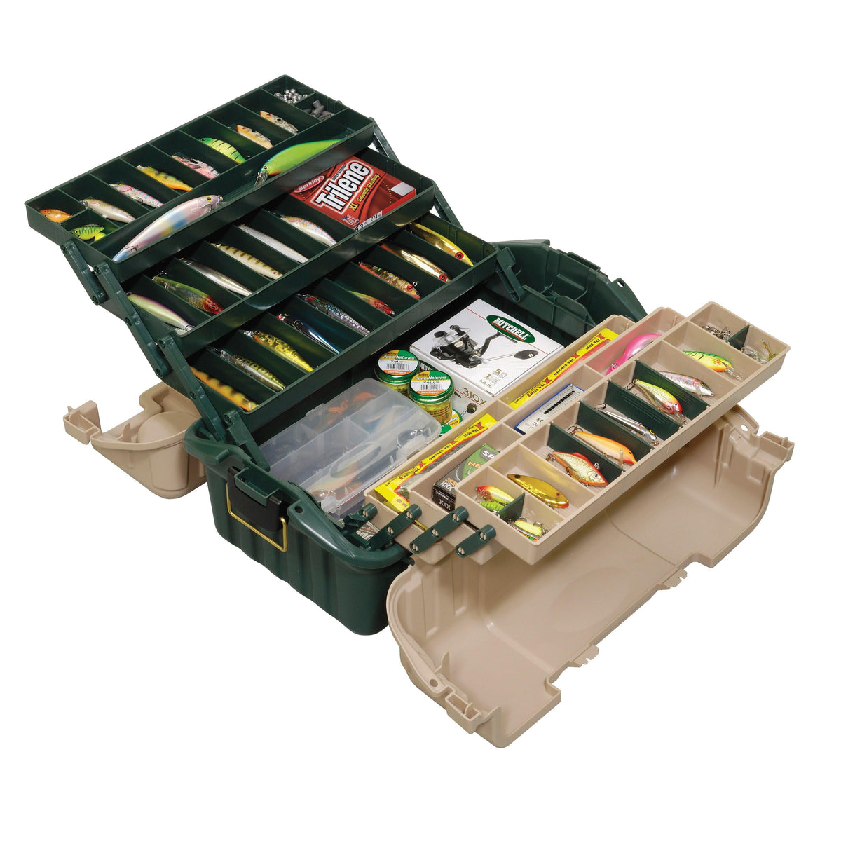 Plano 6-Tray Hip Roof Large Tackle Storage Box, Green/Sand