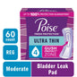 Poise Ultra Thin Incontinence Pads, 4 Drop Moderate Absorbency, Regular Length, 144 Count