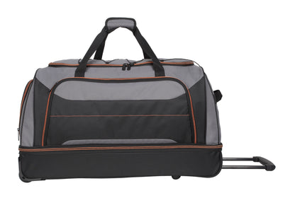 Protege 30 in Rolling Drop-Bottom Carry On Duffel Bag for Travel, Black and Gray