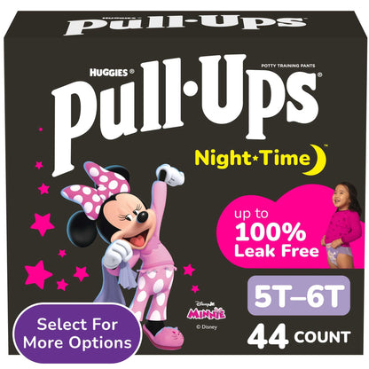 Pull-Ups Girls' Night-Time Overnight Potty Training Pants, 5T-6T, 44 Count