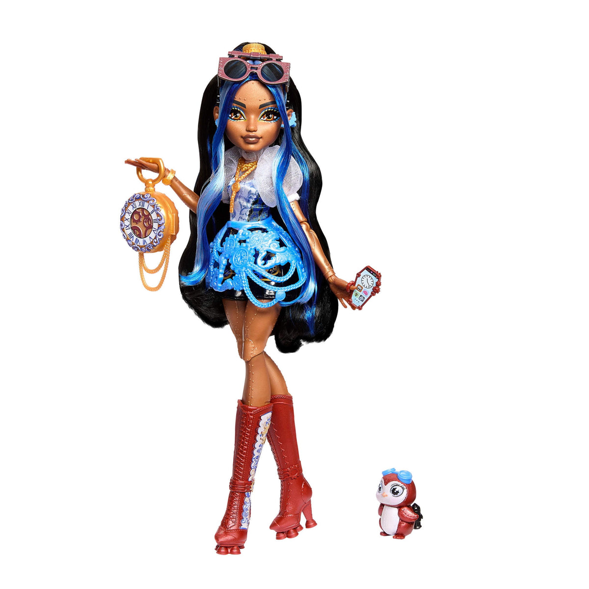 Monster High Robecca Steam Fashion Doll in Rocket Boots, Goggles with Pet Penguin and Accessories