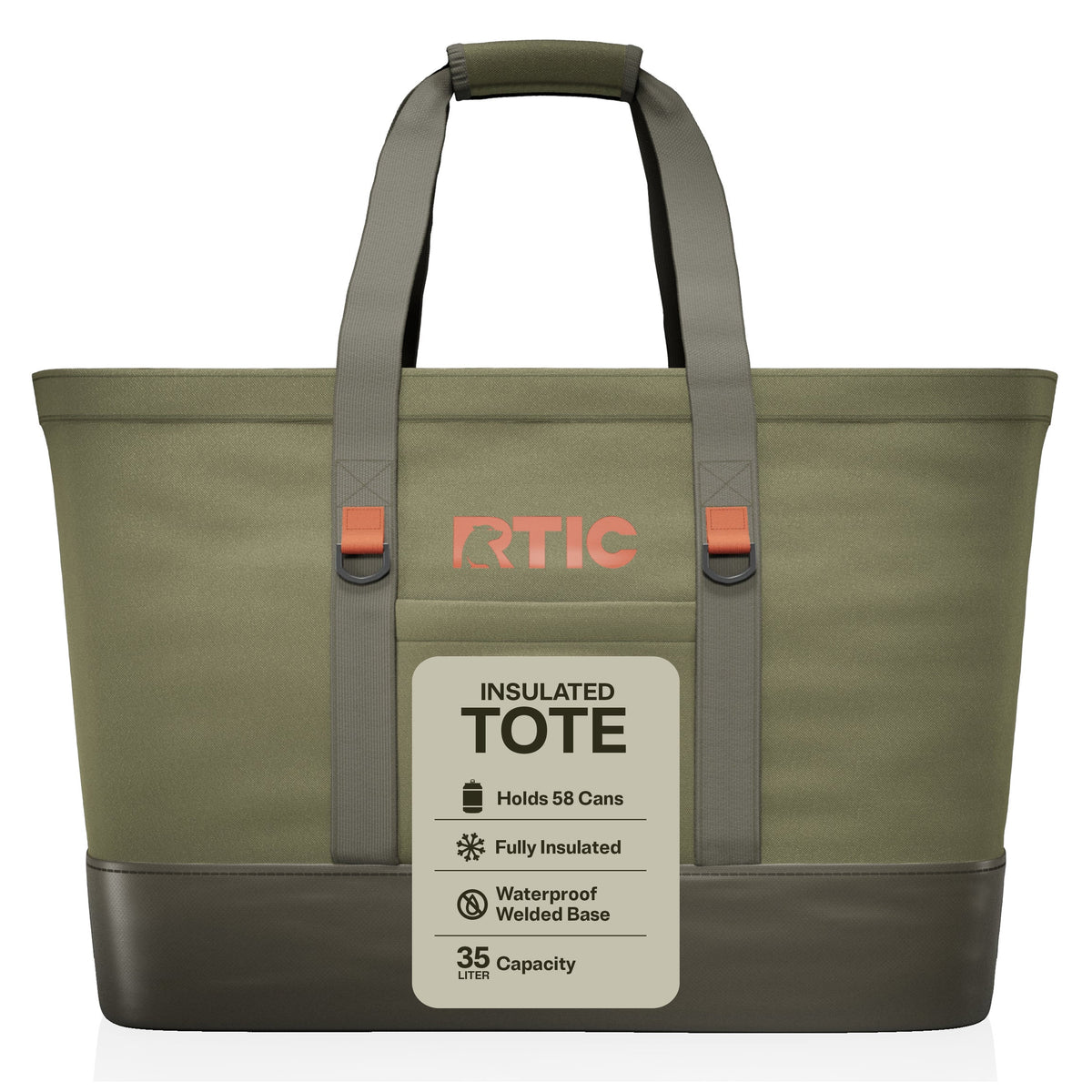 RTIC 58-Can, 35 Ltr, Insulated Tote Bag, Cooler Bag with Leak-Free Interior, Olive