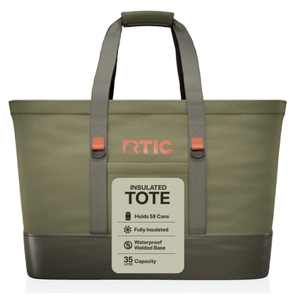 RTIC 58-Can, 35 Ltr, Insulated Tote Bag, Cooler Bag with Leak-Free Interior, Olive