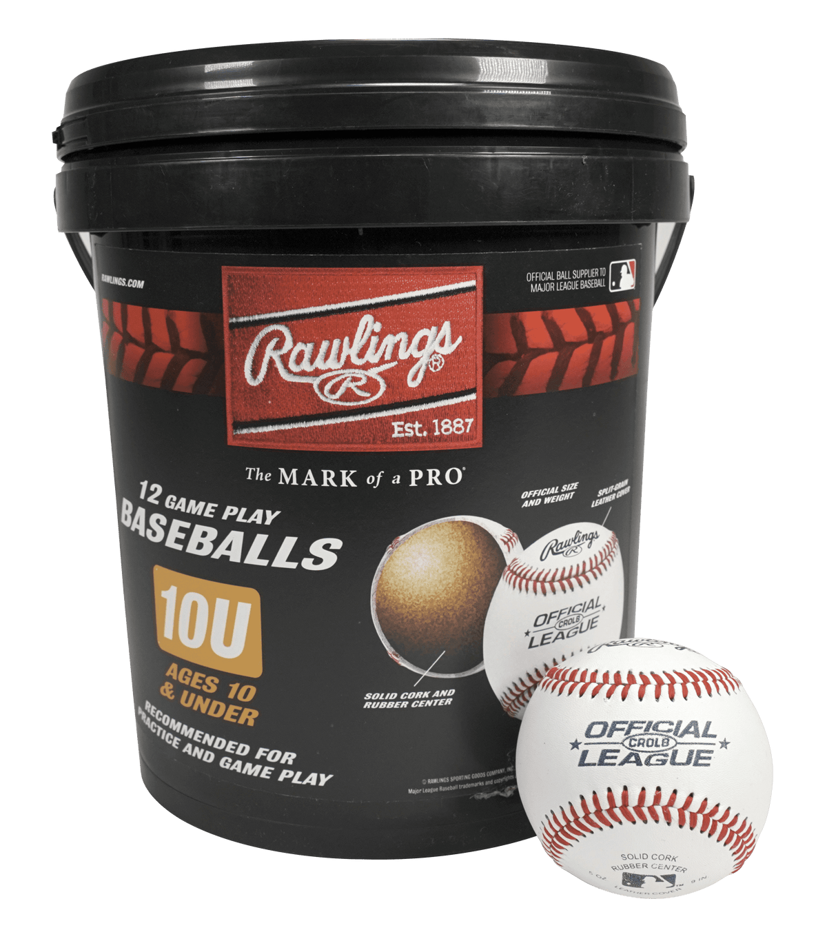 Rawlings | Official League CROLB Practice Youth Baseballs | 10U | Bucket | 12 Count