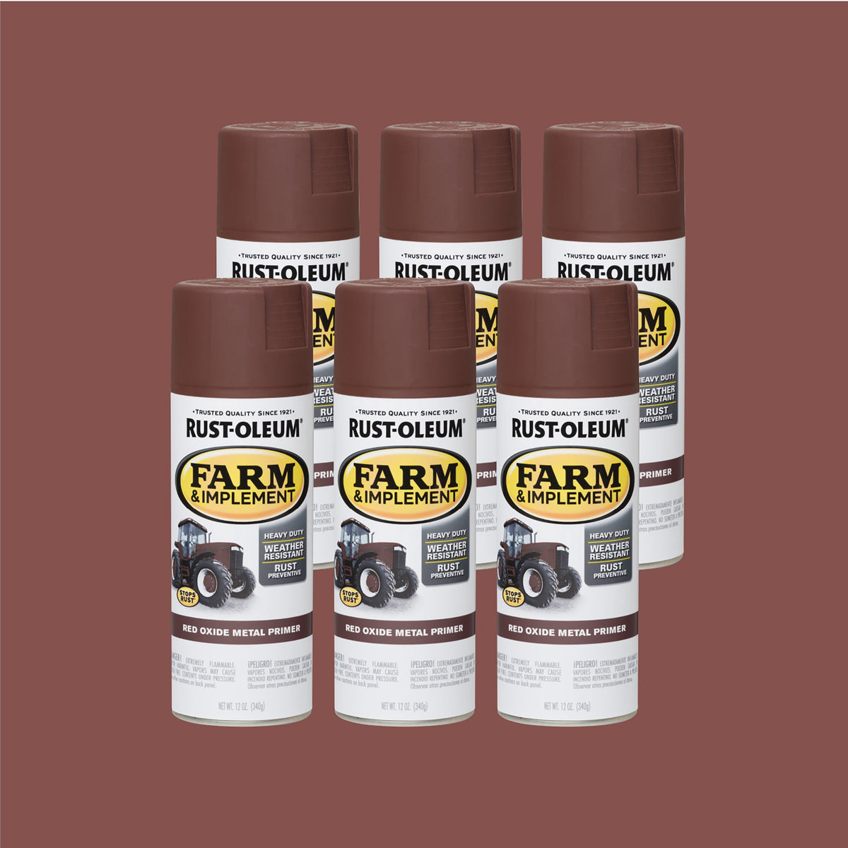 (6 pack) Black, Rust-Oleum Specialty Farm & Implement Gloss Spray Paint-280123, 12 oz