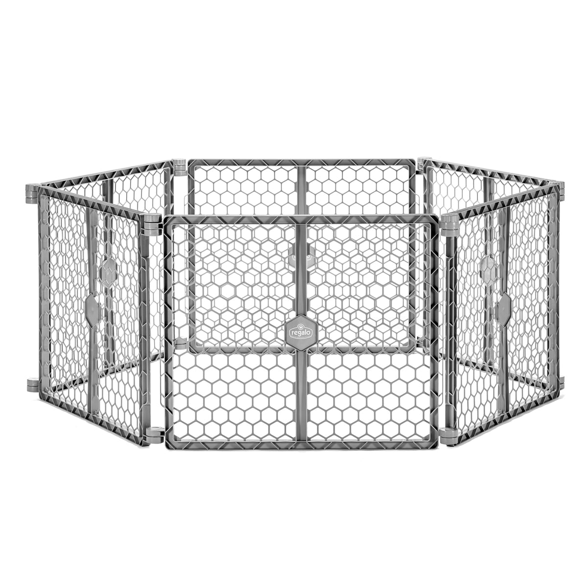 Regalo 2-in-1 Super Wide Baby Gate & Play Yard Plastic 192 Inches, Gray