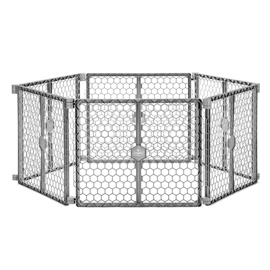 Regalo 2-in-1 Super Wide Baby Gate & Play Yard Plastic 192 Inches, Gray