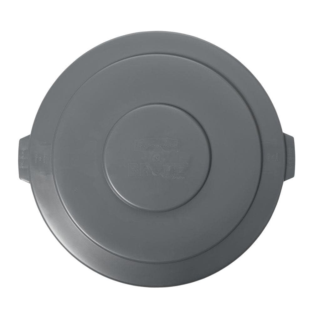 Rubbermaid Commercial BRUTE Trash Can Flat Lid, Round, Gray, 55 Gallon, FG265400GRAY
