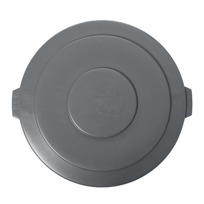 Rubbermaid Commercial BRUTE Trash Can Flat Lid, Round, Gray, 55 Gallon, FG265400GRAY