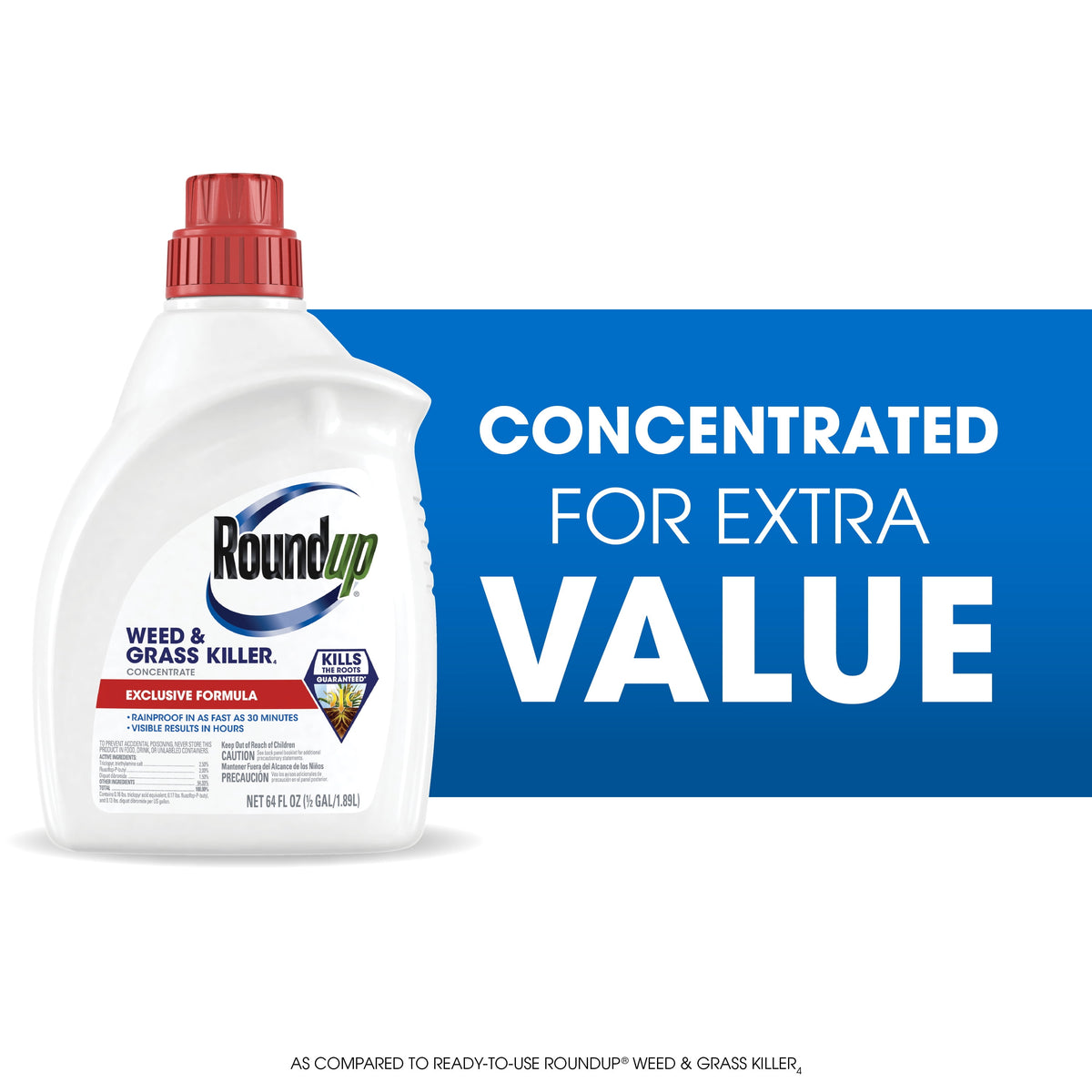 Roundup Weed & Grass Killer₄ Concentrate, Use In Flower Beds and other areas of your yard, 64 fl.oz.