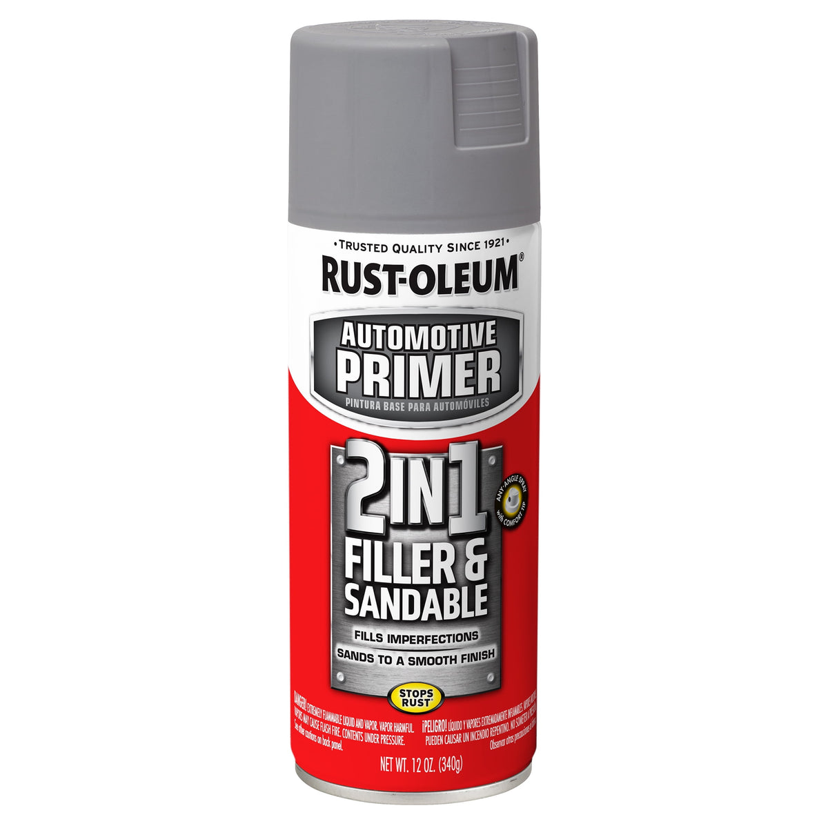 (3 pack) Rust-Oleum Automotive 2 in 1 Filler and Sandable Primer Spray, Gray, 12 oz