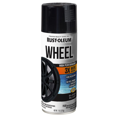 (4 pack) Rust-Oleum Automotive Wheel 3X Gloss Spray Paint, Black, 11 oz