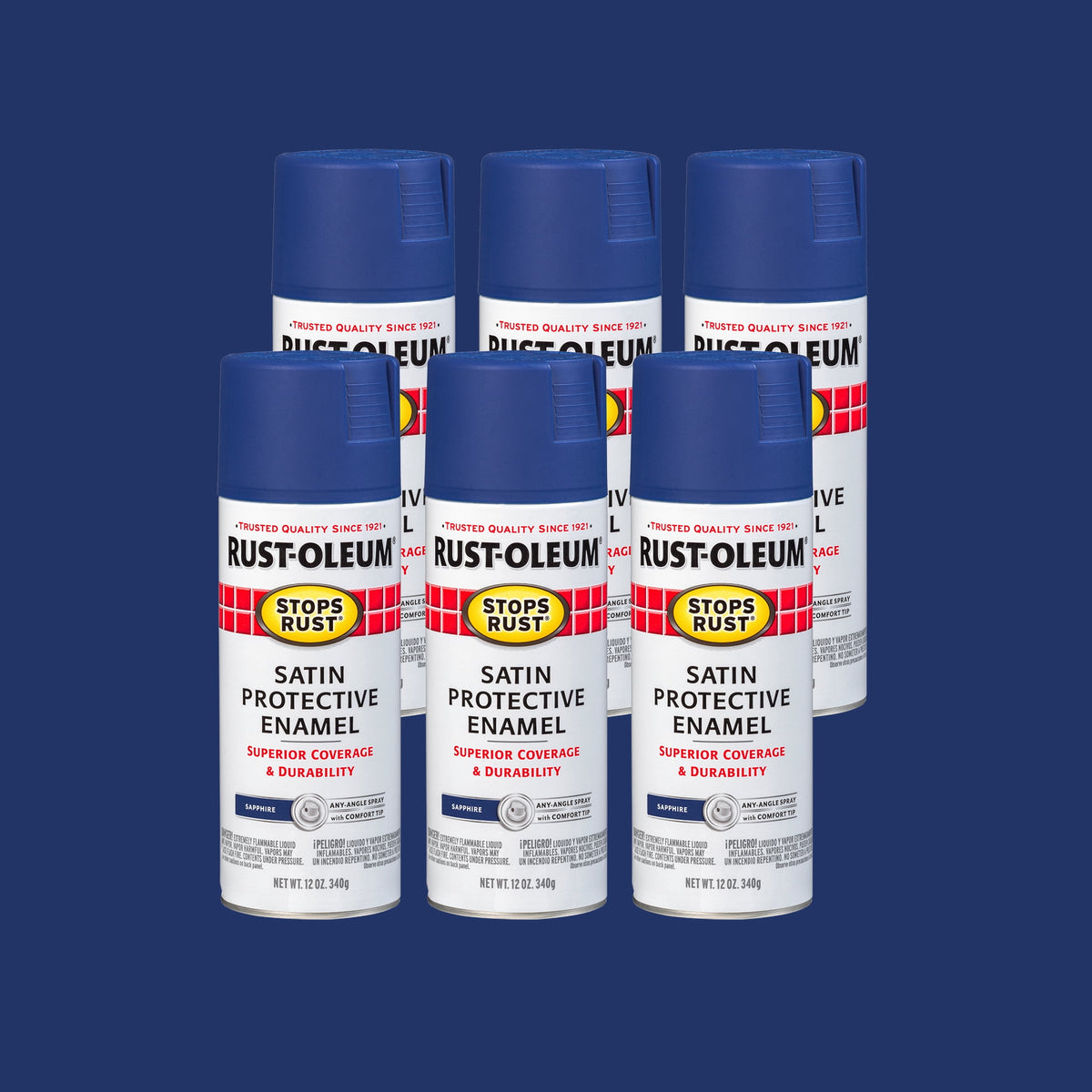 (6 pack) Orange, Rust-Oleum Stops Rust Protective Enamel Gloss Spray Paint-214084, 12 oz