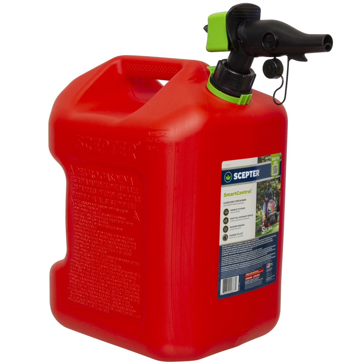(2 pack) Scepter 5 Gallon Capacity Smart Control Dual Handle Gas Can, FSCG571EOC, Red Fuel Container